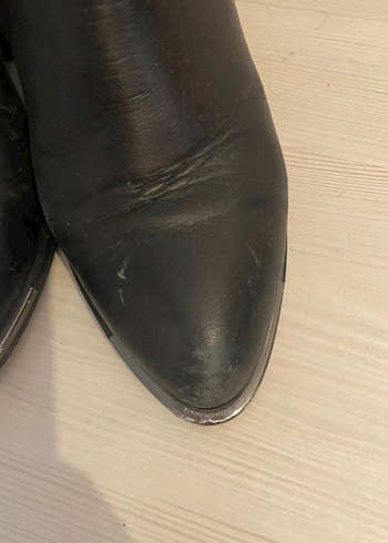 38 Beden Siyah Deri Kadın Dizüstü Stiletto Bot