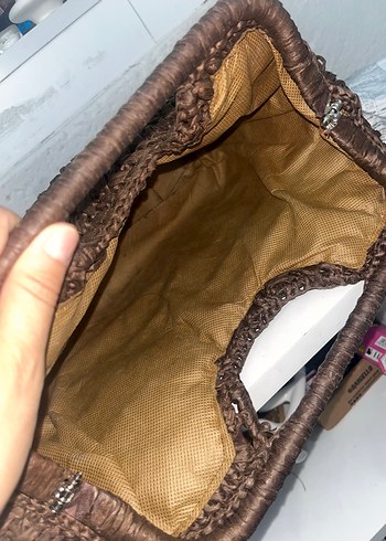 Kahverengi Örgü Kadın Çanta - Görsel 6