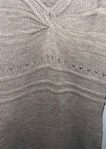 Kadın Gri  V Yaka Uzun Elbise - Görsel 6