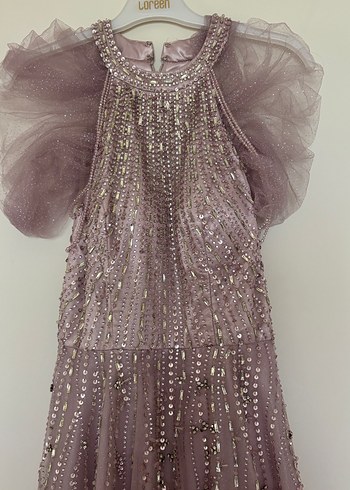 Pembe Straplez İşlemeli Uzun Abiye Elbise - Görsel 3