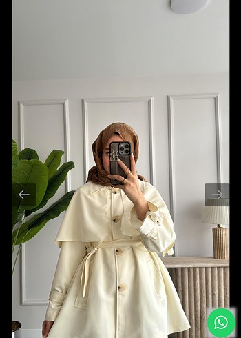 Kemerli Kısa Mavi Kadın Kaban - Görsel 2