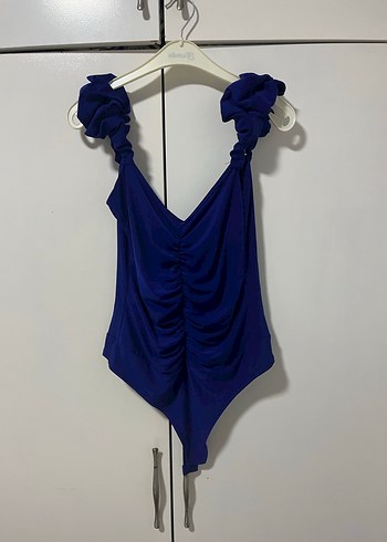 Lacivert Drapeli çıtçıtlı bluz