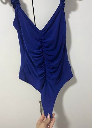 34 Beden Lacivert Drapeli çıtçıtlı bluz