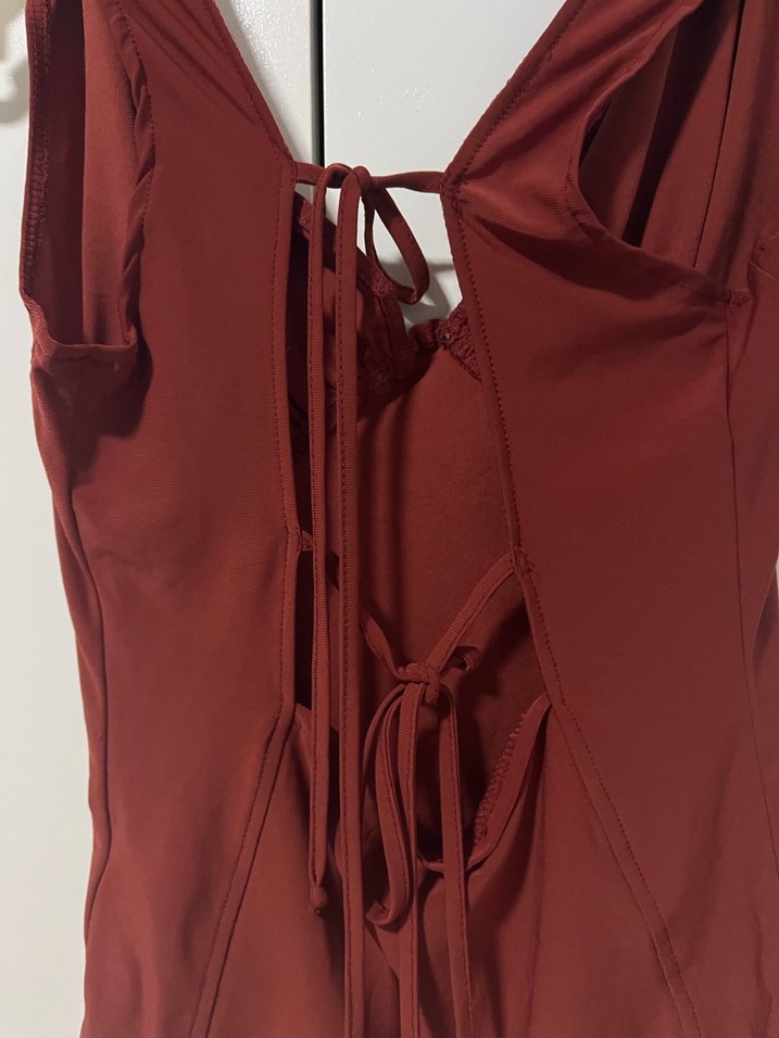 Kiremit rengi çıtçıtlı bluz - Görsel 5