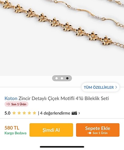Beden altın Renk Koton 4?lü bileklik seti