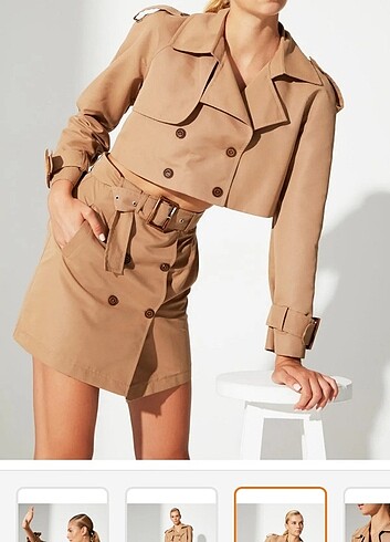 m Beden camel Renk Trendyol crop trençkot