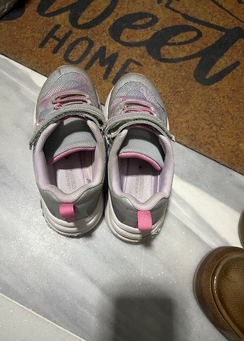 30 Beden gri Renk Kız Çocuk Gri-Pembe Cırt Cırtlı Spor Ayakkabı