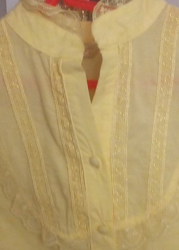 Nakışlı Sarı Kolsuz Bluz URUN BİRLEŞTİRME - Görsel 6