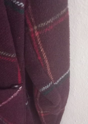 Bordo Ekose Düğmeli Kadın Gömlek - Görsel 4