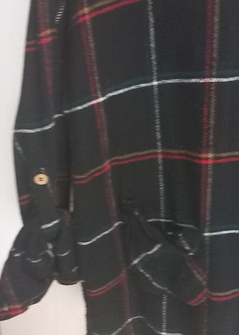 Uzun Kollu Siyah Ekose Düğmeli Kadın Gömlek ürün birlestirme - Görsel 2