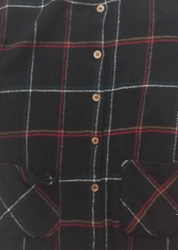 Uzun Kollu Siyah Ekose Düğmeli Kadın Gömlek ürün birlestirme - Görsel 6