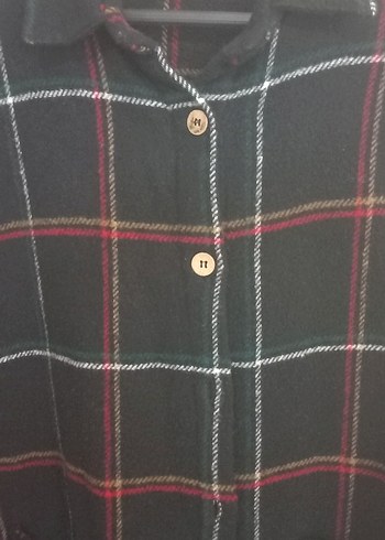 Uzun Kollu Siyah Ekose Düğmeli Kadın Gömlek ürün birlestirme - Görsel 3