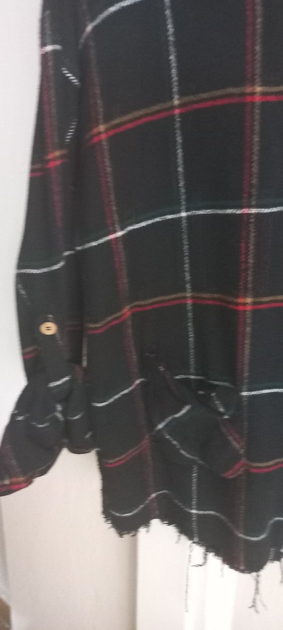 Uzun Kollu Siyah Ekose Düğmeli Kadın Gömlek ürün birlestirme - Görsel 2