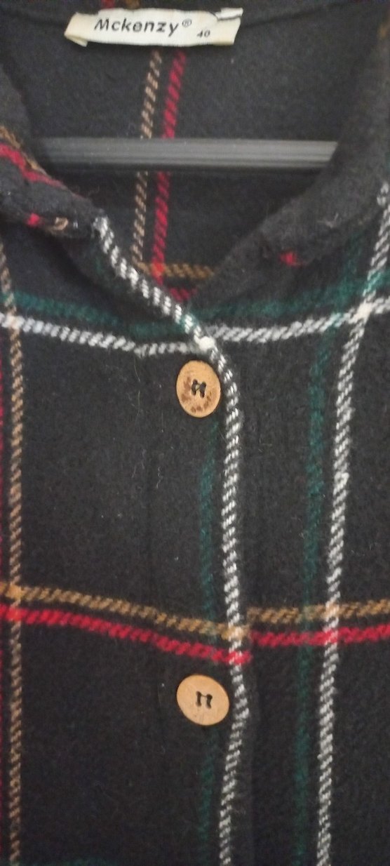 Uzun Kollu Siyah Ekose Düğmeli Kadın Gömlek ürün birlestirme - Görsel 5