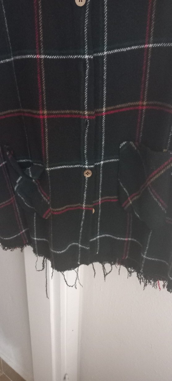 Uzun Kollu Siyah Ekose Düğmeli Kadın Gömlek ürün birlestirme - Görsel 4