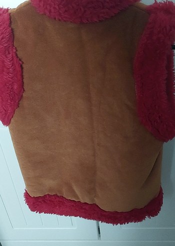 Kızlar için kahverengi süet yelek - Görsel 2