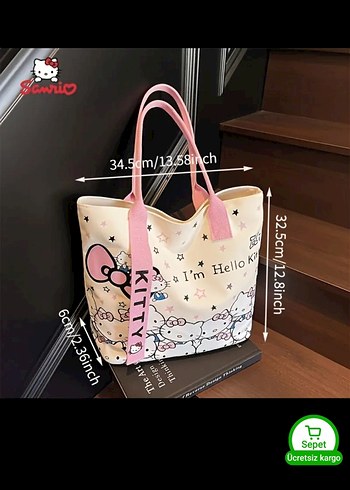 hello kity baskılı bez çanta - Görsel 6