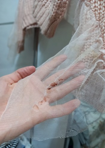 Bej Örgü Kadın Kazak Fırfırlı - Görsel 4