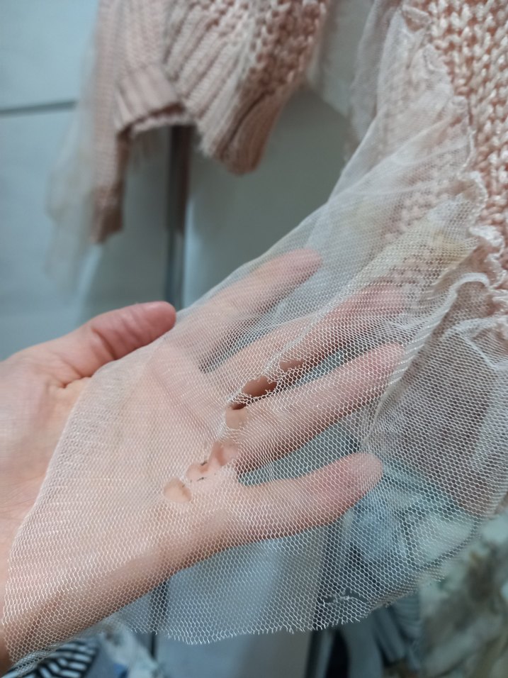 Bej Örgü Kadın Kazak Fırfırlı - Görsel 4