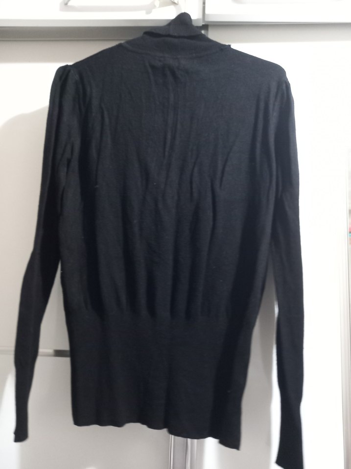 Siyah Boğazlı İnce Örgü Kadın Kazak - Görsel 2