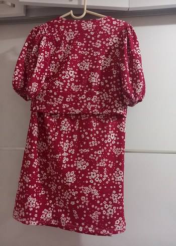 Bordo Çiçek Desenli V Yaka İkili Takım - Görsel 2