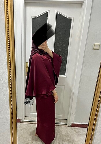 38 Beden bordo Renk Saten elbise /tesettür abiye