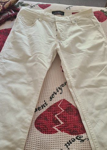 Tommy Hilfiger Erkek Beyaz Pamuklu Düğmeli Pantolon