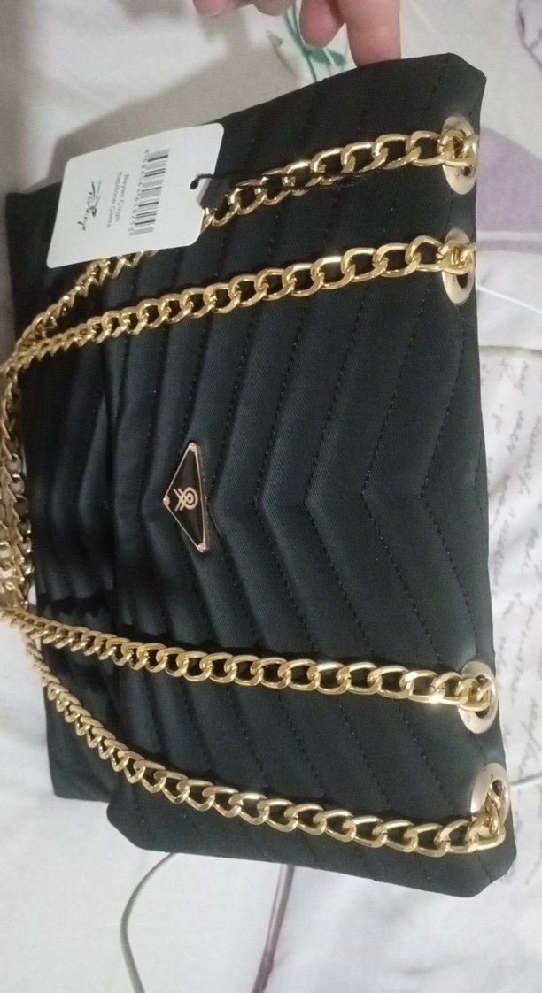 Altın Renk Zincir Detaylı Kadın El Zinciri kapitone çanta - Görsel 2