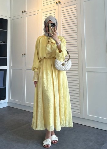 Sarı ikili takım gömlek etek - Görsel 3