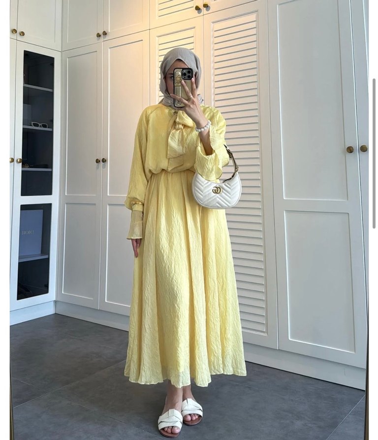 Sarı ikili takım gömlek etek - Görsel 3