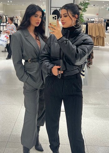 Gri Çizgili Kadın Takım Elbise - Görsel 4