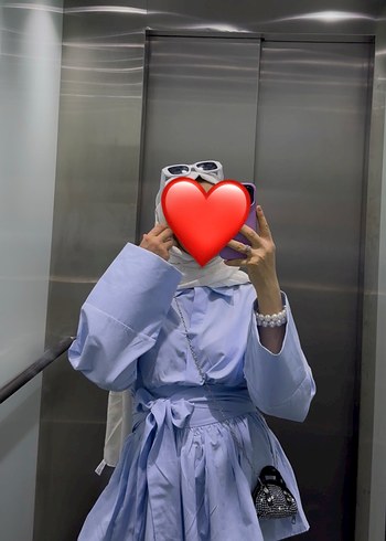 Kadın bebe mavisi  Midi Gömlek - Görsel 2