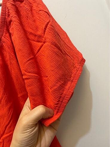 l Beden kırmızı Renk Şık yaka omuz detaylı bluz üst tshirt