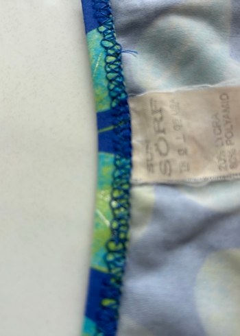 Kadın Mavi Yaprak Desenli Bikini Altı plaj giyim mayo - Görsel 3