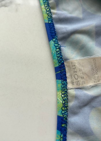 Kadın Mavi Yaprak Desenli Bikini Altı plaj giyim mayo - Görsel 4