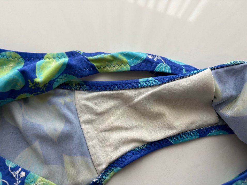 Kadın Mavi Yaprak Desenli Bikini Altı plaj giyim mayo - Görsel 5