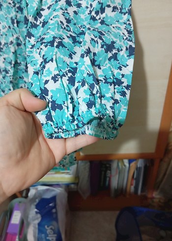 l Beden mavi Renk Mavi Desenli Mini Gömlek