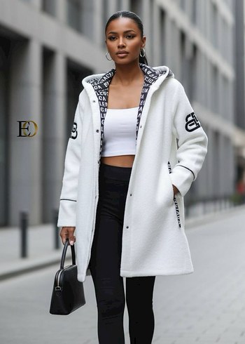 Balenciaga BALENCİAGA Kürklü Uzun Kadın Kaban