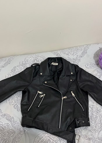Diğer Siyah Deri Biker Ceket