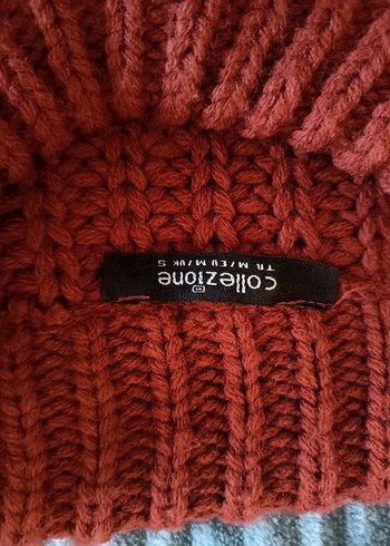 Püsküllü Örgü Bohem Kiremit Rengi Kadın Kazak - Görsel 3