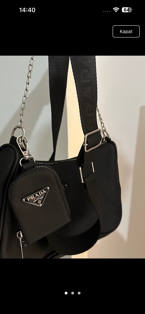 Prada Siyah Deri Kadın Çanta - Görsel 2