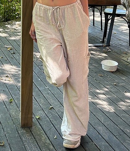 H&M bej keten pantolon