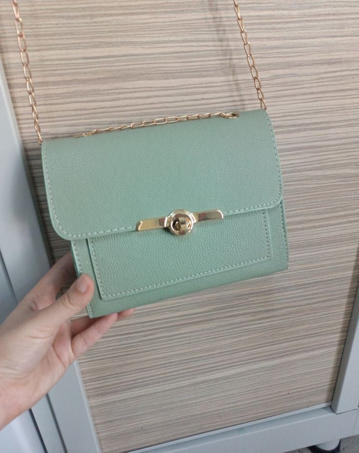 Turkuaz Deri Tokalı Kadın Çanta - Görsel 2