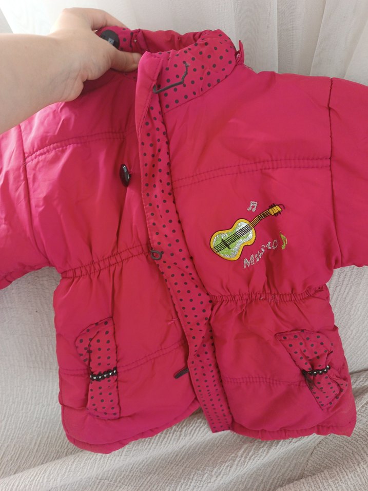 Düğmeli Pembe Kız Çocuk Mont - Görsel 2