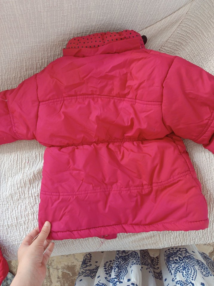 Düğmeli Pembe Kız Çocuk Mont - Görsel 3