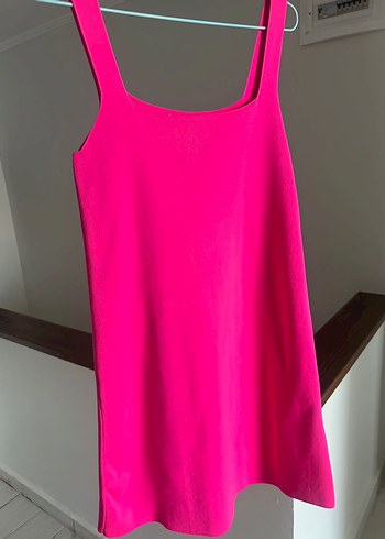 Pembe-Fuşya Midi Triko Elbise