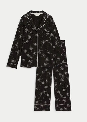 xs Beden siyah Renk Marks Spencer Yıldızlı Pijama Takımı