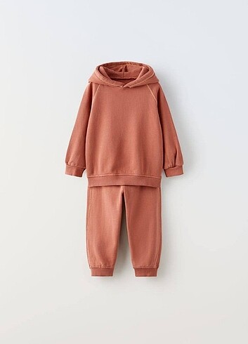 Zara marka etiketli kiremit rengi çocuk eşofman takımı
