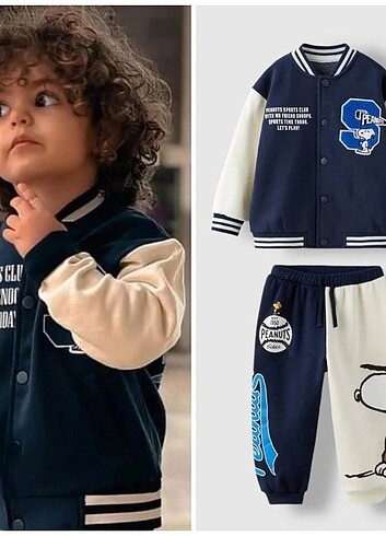 Zara Orjinal marka etiketli Snoppy baskılı ceket-eşofman takımı