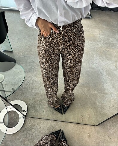 Leopar desen pantolon
